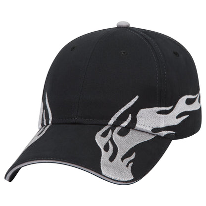 OTTO CAP 58-755 6 Panel Low Profile Baseball Cap US Flag Flame Design Hat