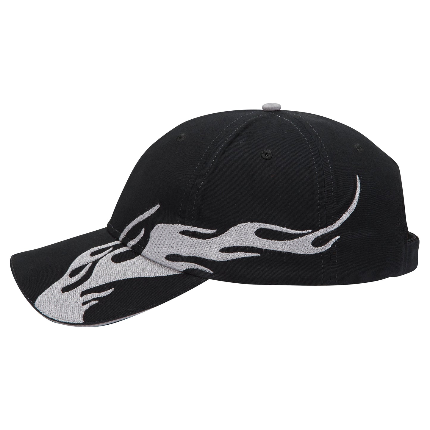 OTTO CAP 58-755 6 Panel Low Profile Baseball Cap US Flag Flame Design Hat