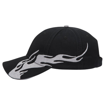 OTTO CAP 58-755 6 Panel Low Profile Baseball Cap US Flag Flame Design Hat