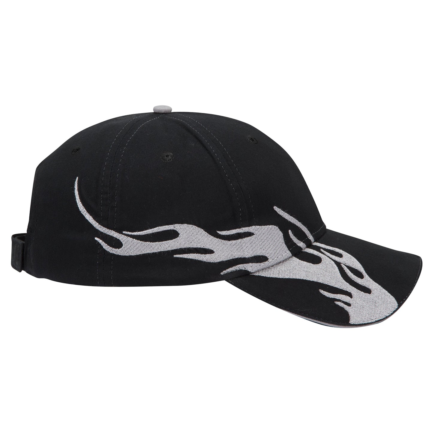 OTTO CAP 58-755 6 Panel Low Profile Baseball Cap US Flag Flame Design Hat