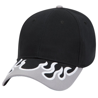 OTTO CAP 58-755 6 Panel Low Profile Baseball Cap US Flag Flame Design Hat