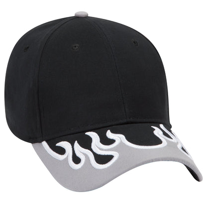 OTTO CAP 58-755 6 Panel Low Profile Baseball Cap US Flag Flame Design Hat