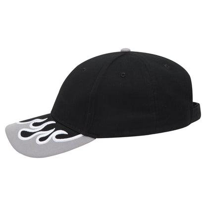 OTTO CAP 58-755 6 Panel Low Profile Baseball Cap US Flag Flame Design Hat