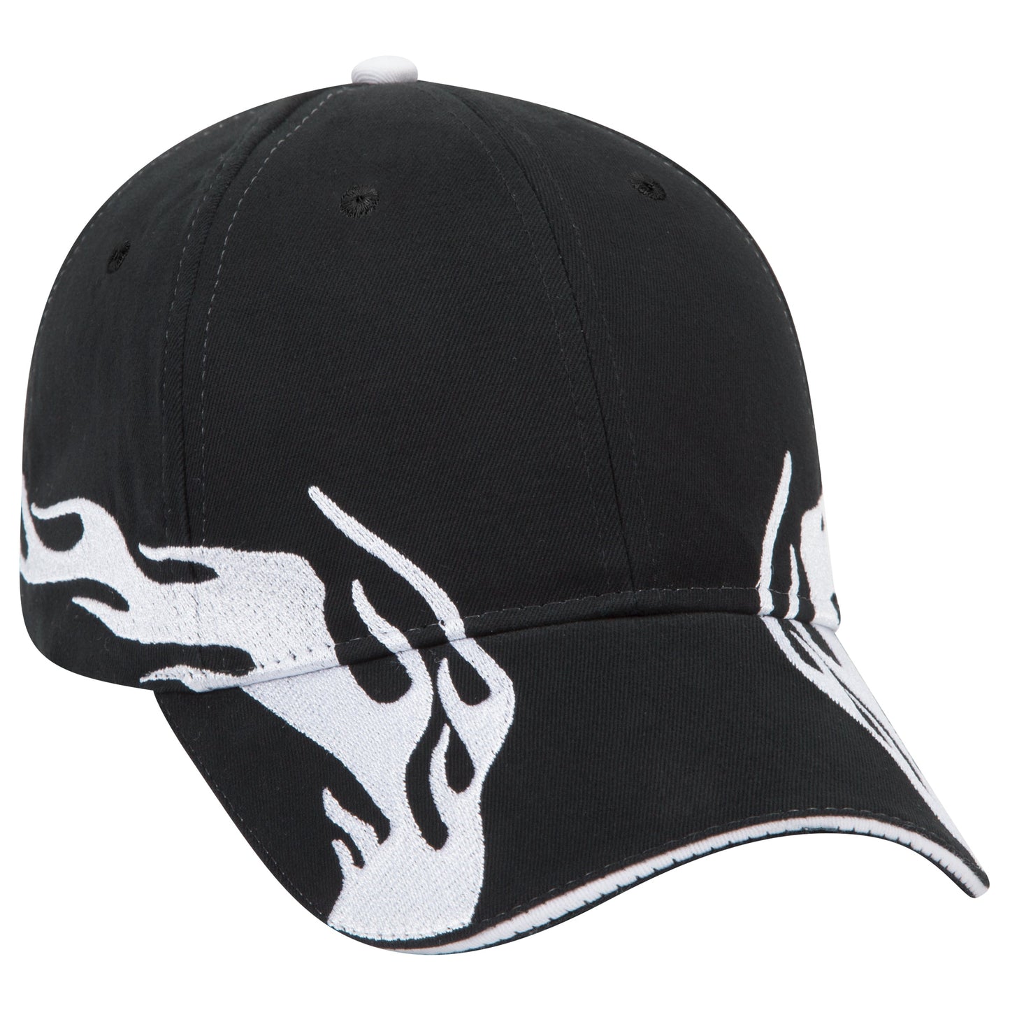 OTTO CAP 58-755 6 Panel Low Profile Baseball Cap US Flag Flame Design Hat