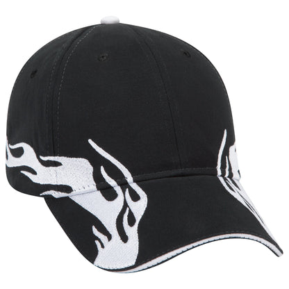 OTTO CAP 58-755 6 Panel Low Profile Baseball Cap US Flag Flame Design Hat