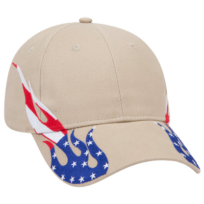 OTTO CAP 58-755 6 Panel Low Profile Baseball Cap US Flag Flame Design Hat