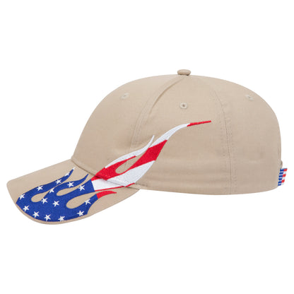 OTTO CAP 58-755 6 Panel Low Profile Baseball Cap US Flag Flame Design Hat