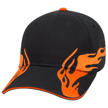 OTTO CAP 58-755 6 Panel Low Profile Baseball Cap US Flag Flame Design Hat