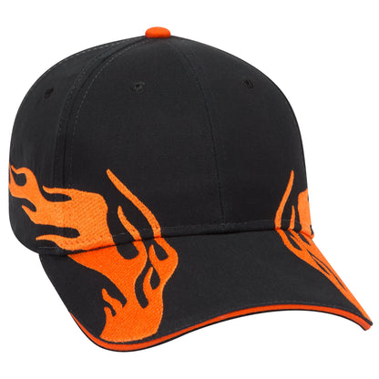 OTTO CAP 58-755 6 Panel Low Profile Baseball Cap US Flag Flame Design Hat