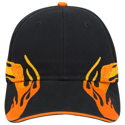 OTTO CAP 58-755 6 Panel Low Profile Baseball Cap US Flag Flame Design Hat