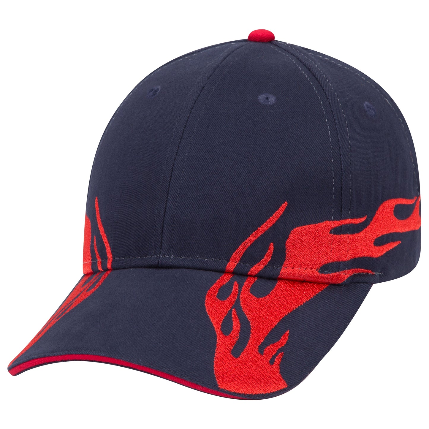 OTTO CAP 58-755 6 Panel Low Profile Baseball Cap US Flag Flame Design Hat