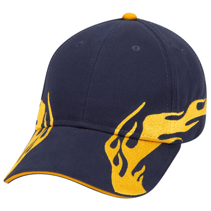 OTTO CAP 58-755 6 Panel Low Profile Baseball Cap US Flag Flame Design Hat