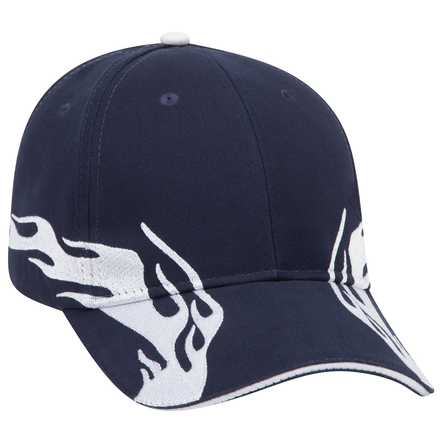 OTTO CAP 58-755 6 Panel Low Profile Baseball Cap US Flag Flame Design Hat