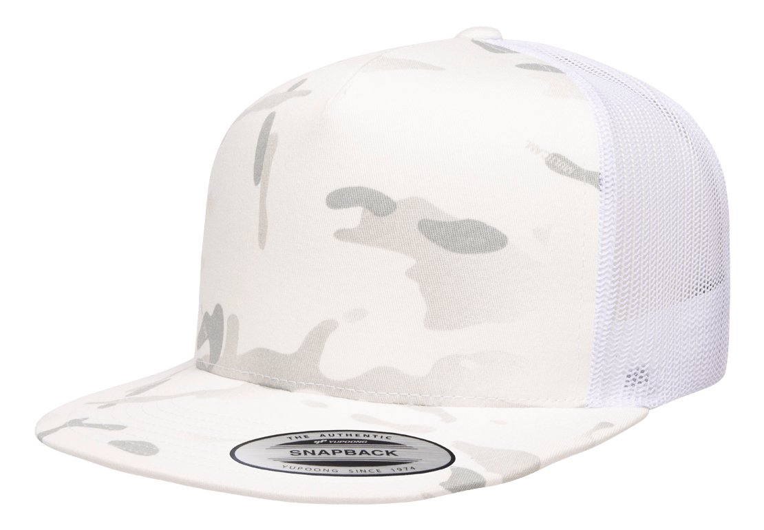 Yupoong 6006MC MultiCam Camo Trucker Snapback Hat Flat Bill Cap with Mesh Back YP Classics
