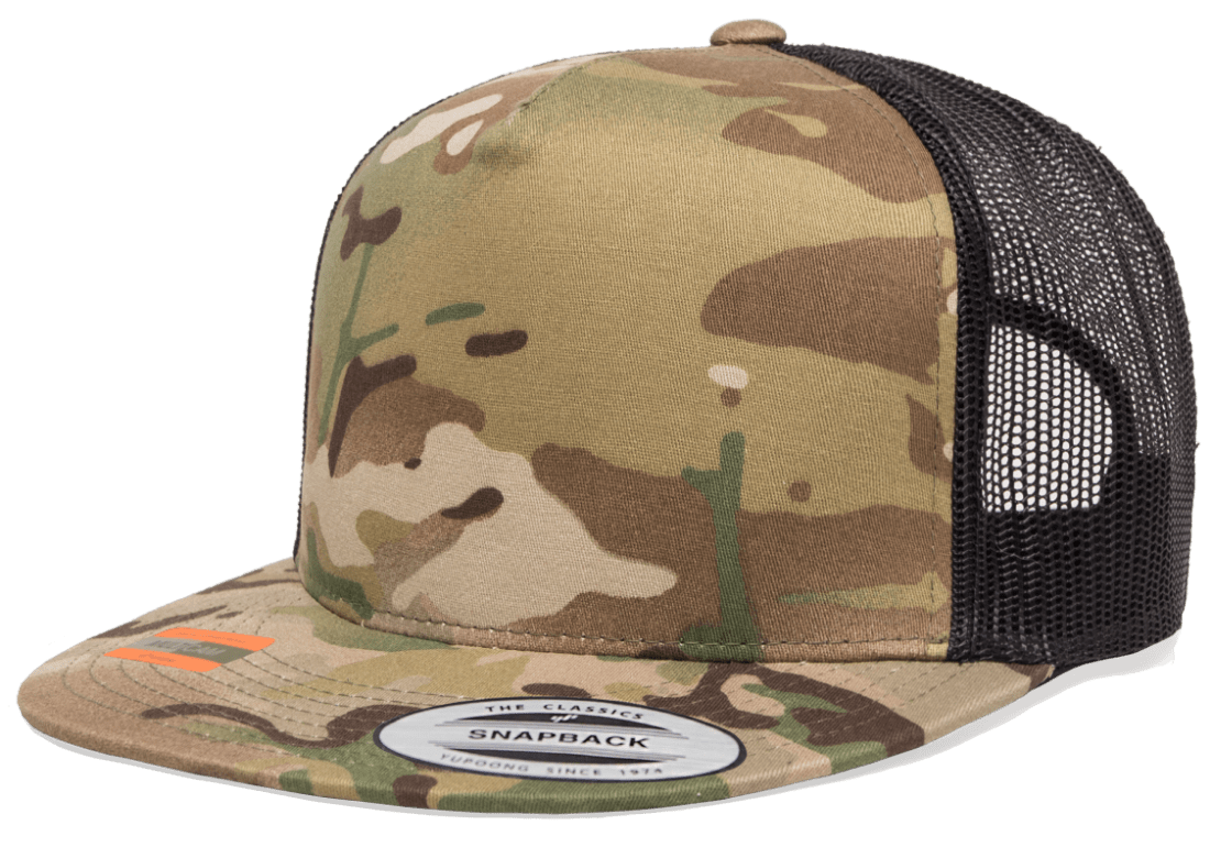 Yupoong 6006MC MultiCam Camo Trucker Snapback Hat Flat Bill Cap with Mesh Back YP Classics
