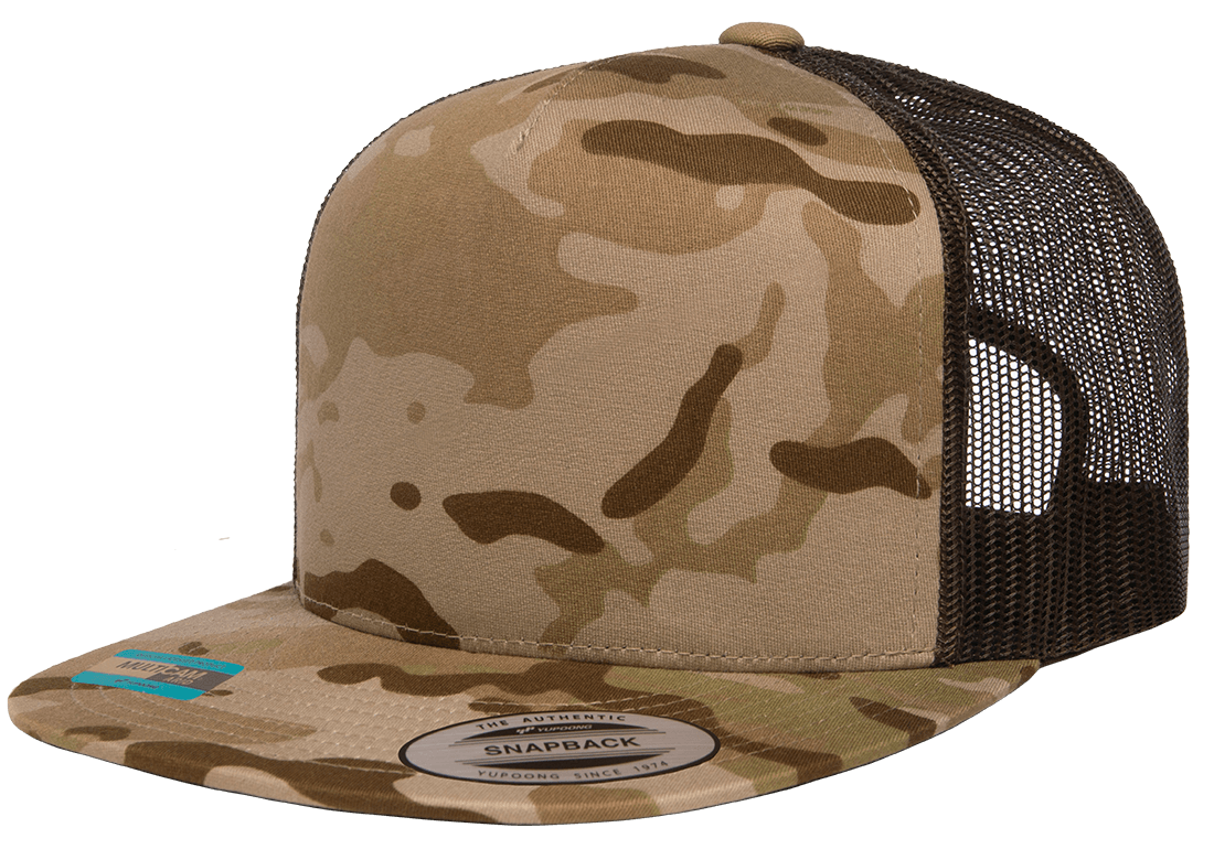 Yupoong 6006MC MultiCam Camo Trucker Snapback Hat Flat Bill Cap with Mesh Back YP Classics