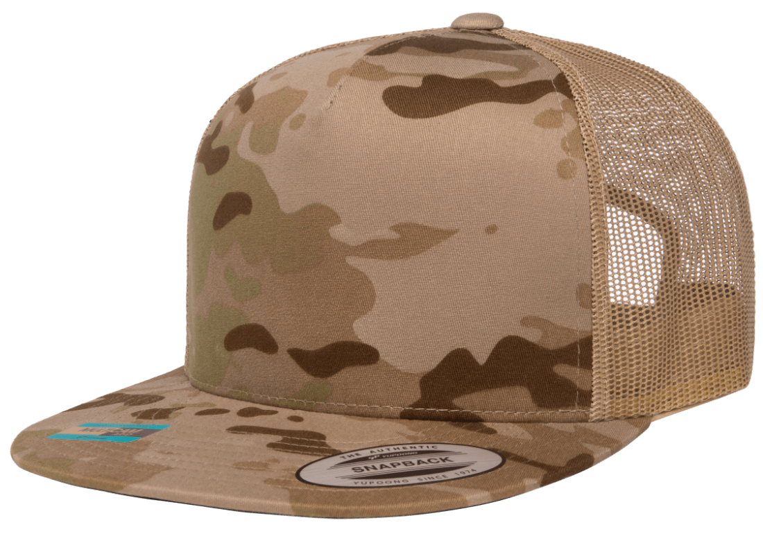 Yupoong 6006MC MultiCam Camo Trucker Snapback Hat Flat Bill Cap with Mesh Back YP Classics