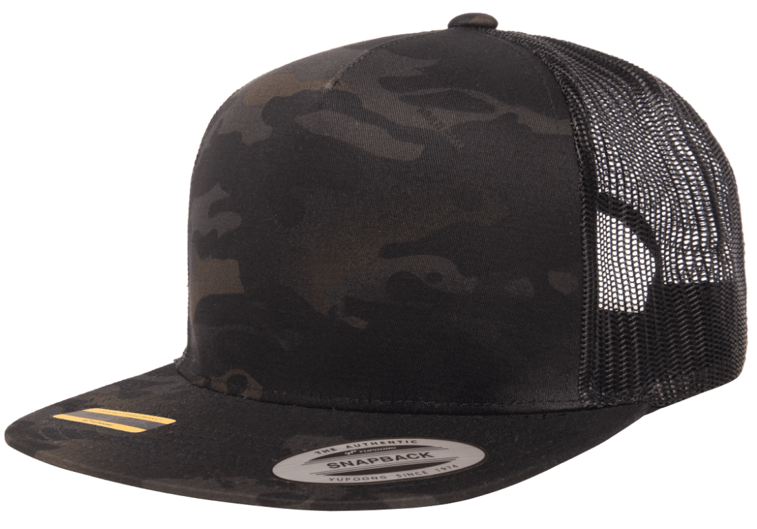 Yupoong 6006MC MultiCam Camo Trucker Snapback Hat Flat Bill Cap with Mesh Back YP Classics