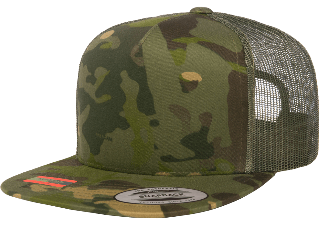 Yupoong 6006MC MultiCam Camo Trucker Snapback Hat Flat Bill Cap with Mesh Back YP Classics