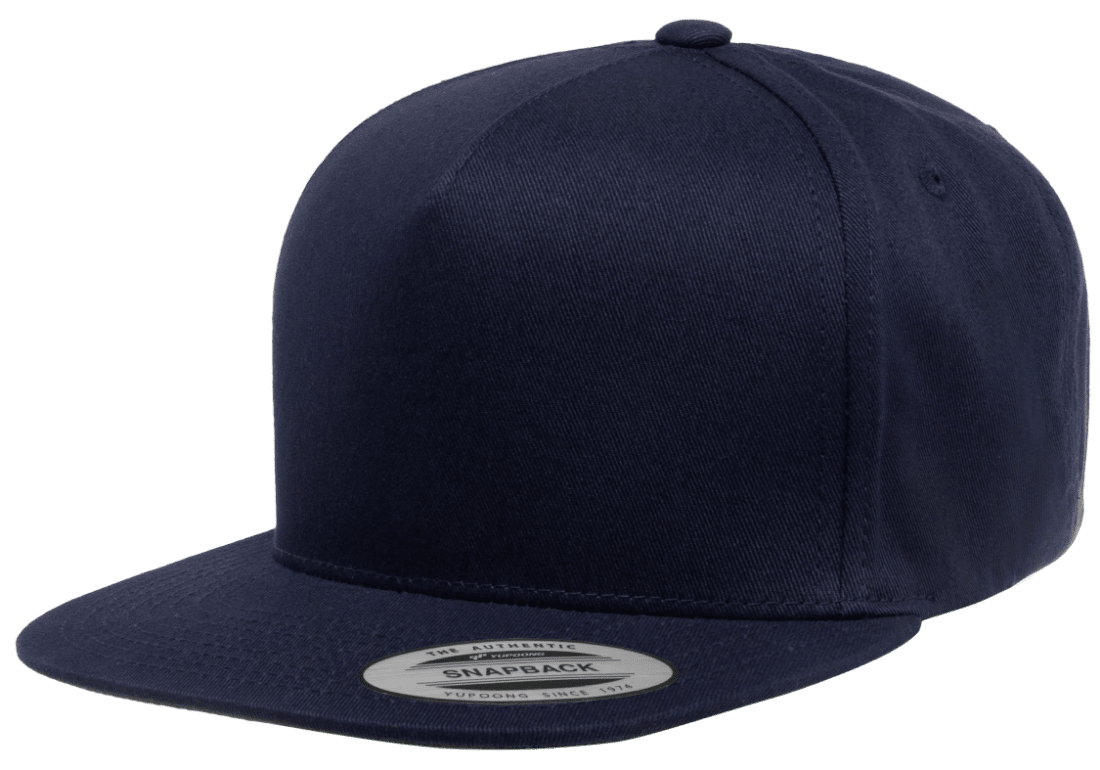 Yupoong 6007 5-Panel Cotton Twill Snapback Hat Flat Bill Cap YP Classics