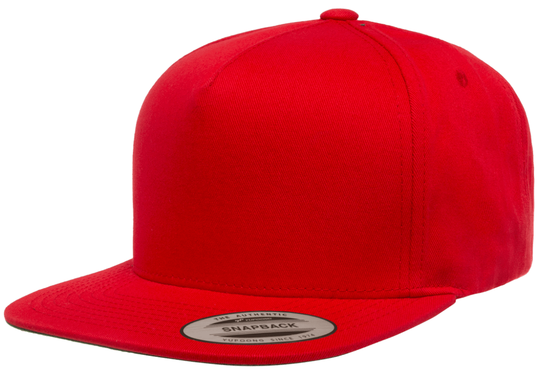 Yupoong 6007 5-Panel Cotton Twill Snapback Hat Flat Bill Cap YP Classics
