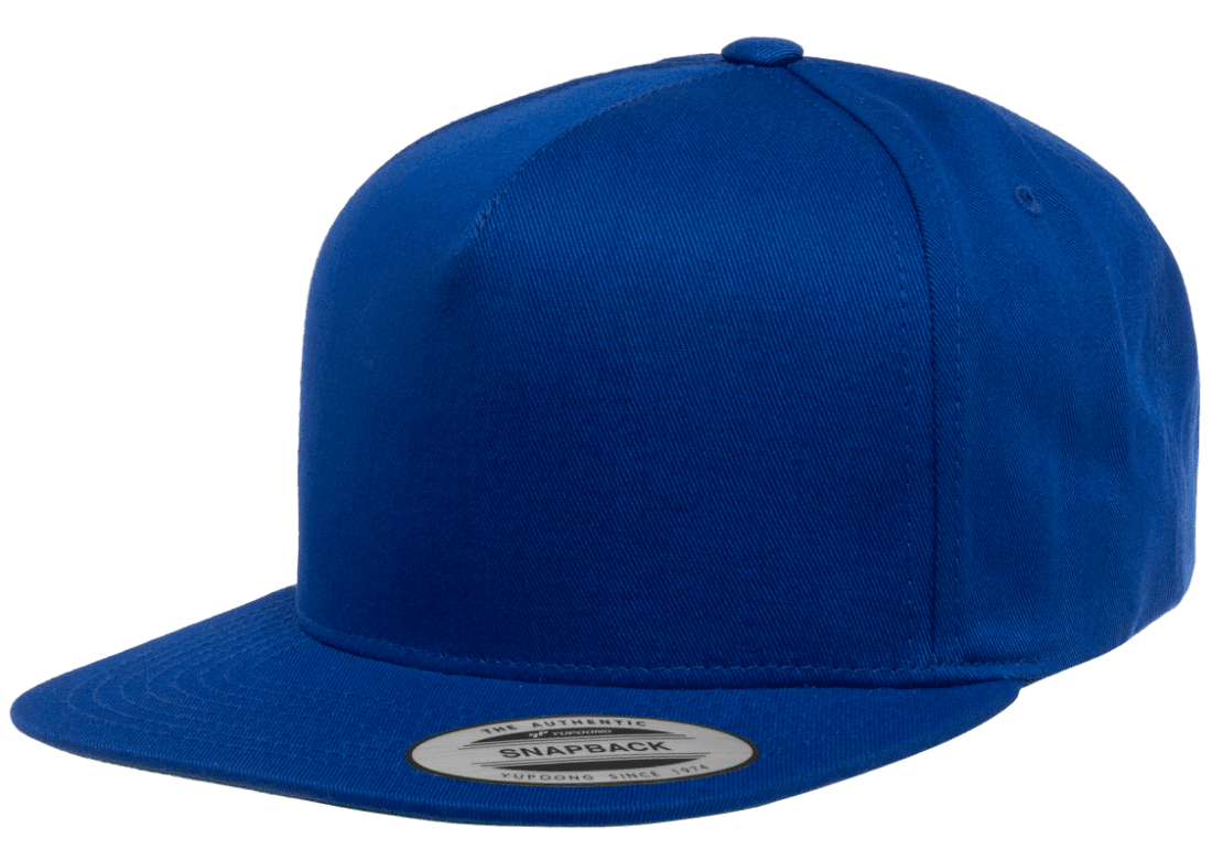 Yupoong 6007 5-Panel Cotton Twill Snapback Hat Flat Bill Cap YP Classics