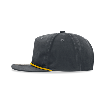 Decky 6032 - Classic Grandpa Rope Cap, 5 Panel Flat Bill Hat, Snapback