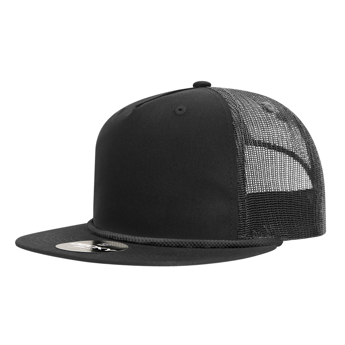 Decky 6041 5-Panel High Profile Relaxed Cotton Blend Trucker Hat with Rope