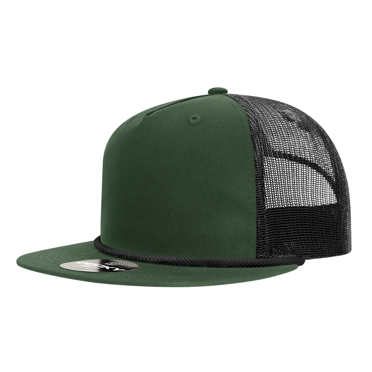 Decky 6041 5-Panel High Profile Relaxed Cotton Blend Trucker Hat with Rope