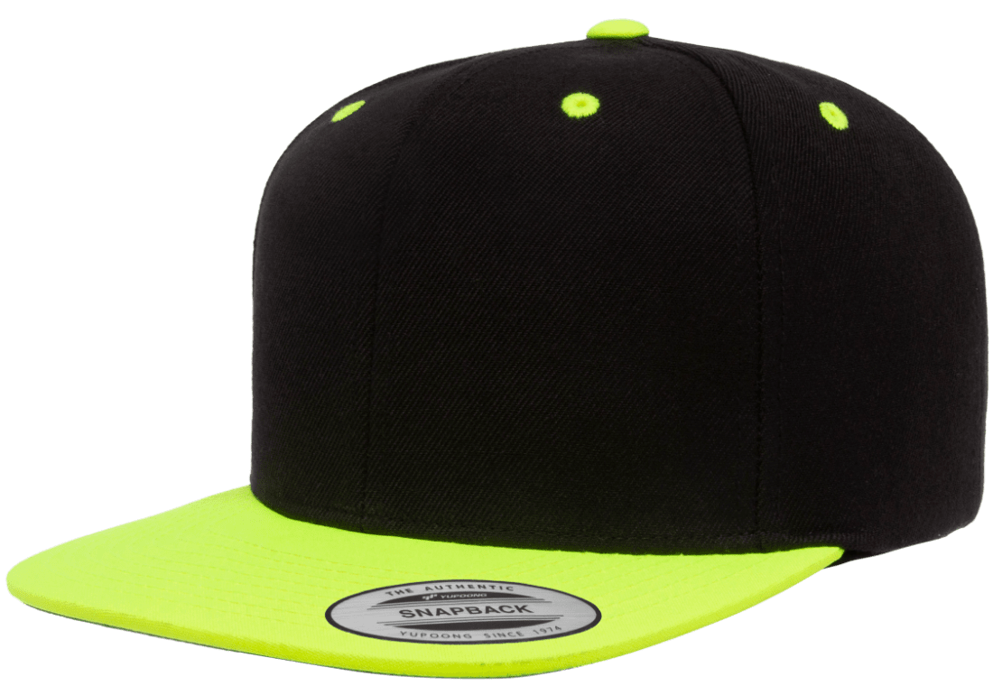 Yupoong 6089MT Premium Snapback Hat Flat Bill Cap, 2-Tone Colors - YP Classics