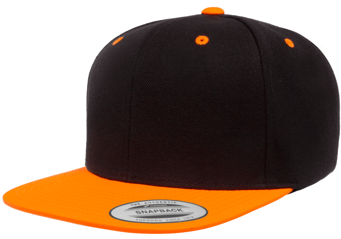 Yupoong 6089MT Premium Snapback Hat Flat Bill Cap, 2-Tone Colors - YP Classics