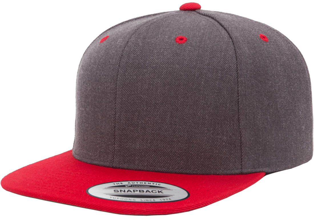 Yupoong 6089MT Premium Snapback Hat Flat Bill Cap, 2-Tone Colors - YP Classics