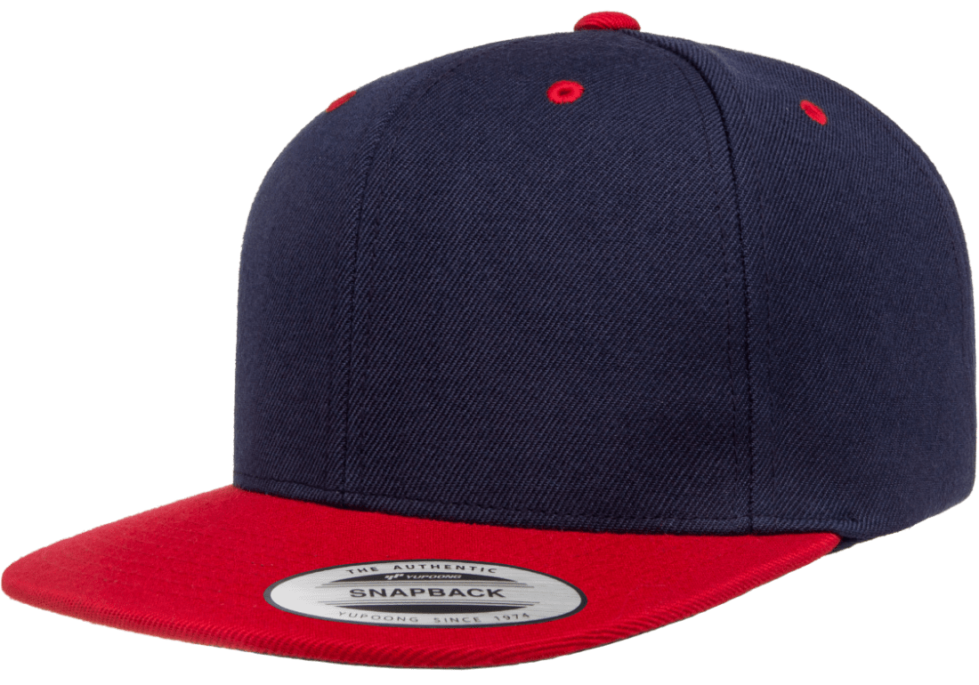 Yupoong 6089MT Premium Snapback Hat Flat Bill Cap, 2-Tone Colors - YP Classics