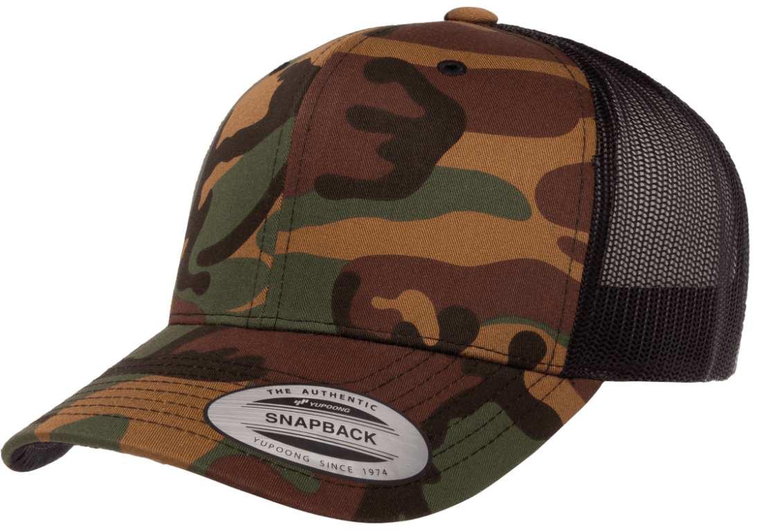 Yupoong 6606CA Camo Retro Trucker Hat Baseball Cap with Mesh Back Camouflage YP Classics