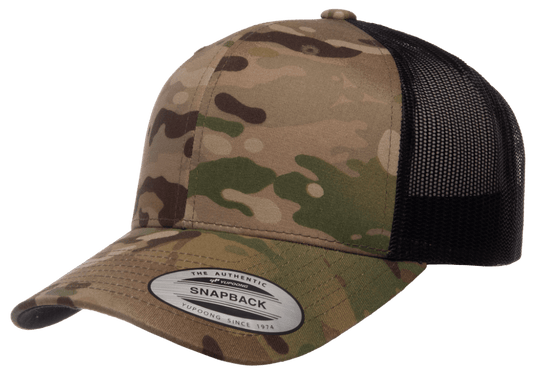 Yupoong 6606MC MultiCam Camo Retro Trucker Hat Baseball Cap with Mesh Back YP Classics - Star Hats & Embroidery