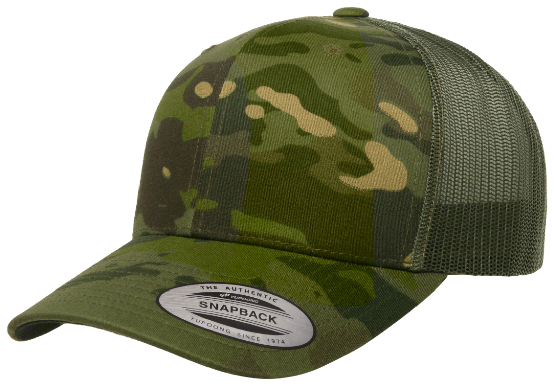 Yupoong 6606MC MultiCam Camo Retro Trucker Hat Baseball Cap with Mesh Back YP Classics