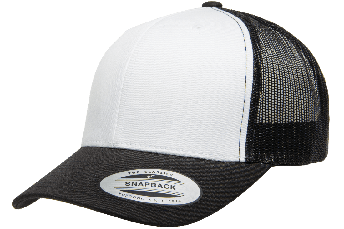 Yupoong 6606W Retro Trucker Hat Baseball Cap with Mesh Back White Front YP Classics
