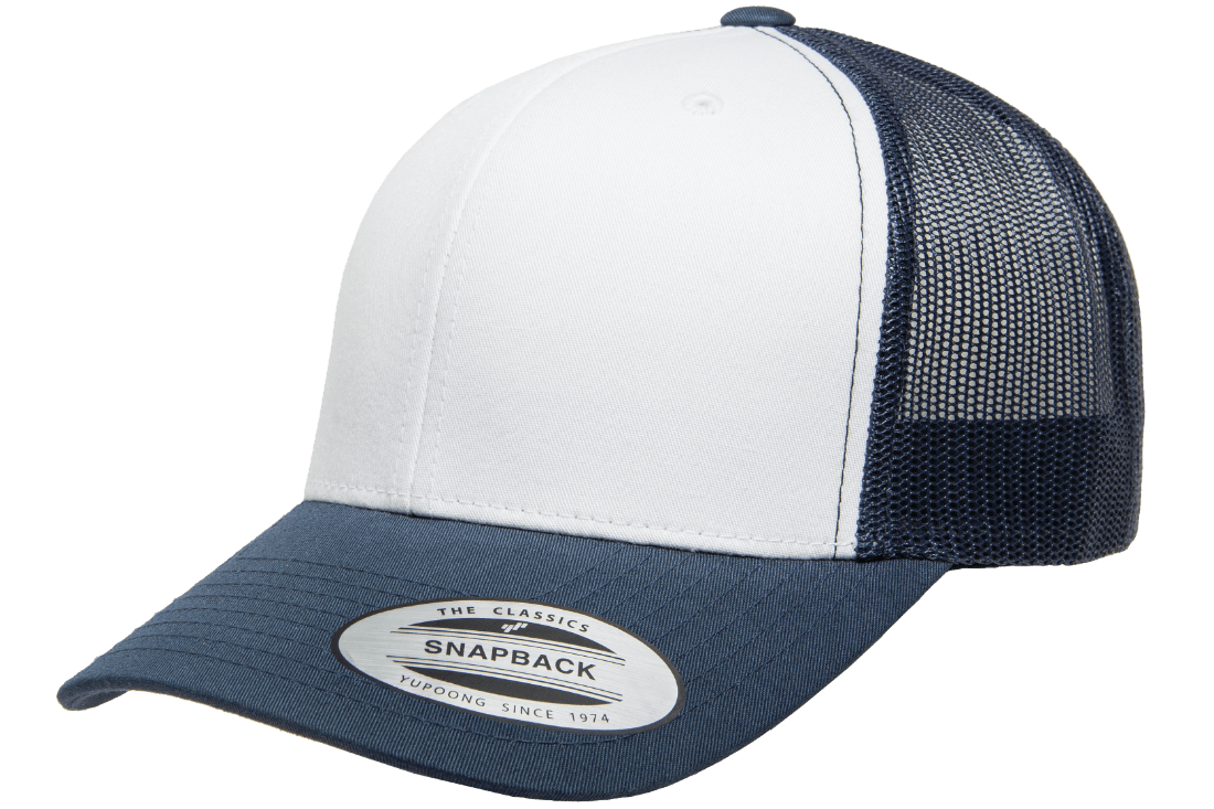 Yupoong 6606W Retro Trucker Hat Baseball Cap with Mesh Back White Front YP Classics