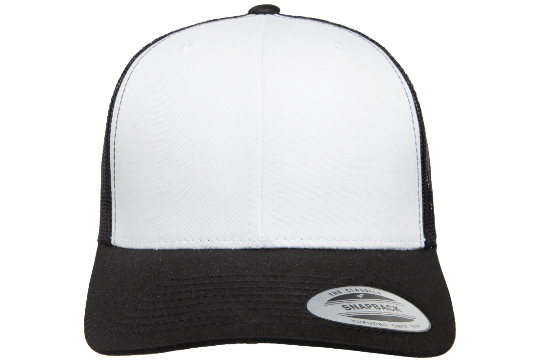 Yupoong 6606W Retro Trucker Hat Baseball Cap with Mesh Back White Front YP Classics