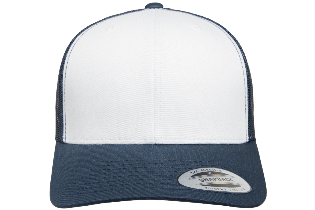 Yupoong 6606W Retro Trucker Hat Baseball Cap with Mesh Back White Front YP Classics