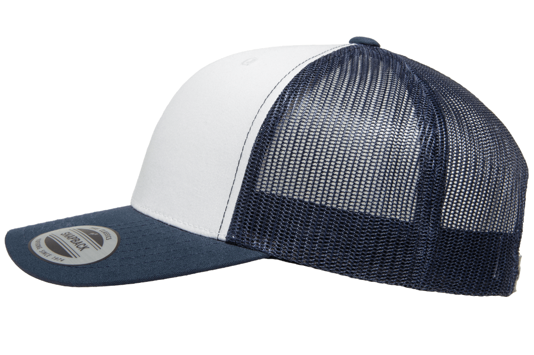 Yupoong 6606W Retro Trucker Hat Baseball Cap with Mesh Back White Front YP Classics