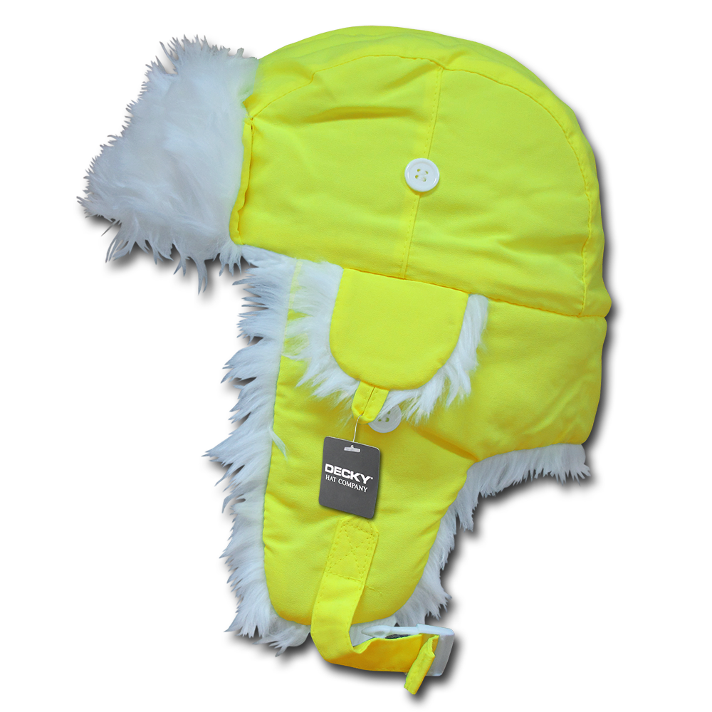 Decky 779 Neon Bomber Aviator Hats Faux Fur Trooper Trapper Ski Caps Winter