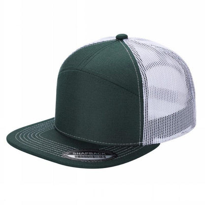 Unbranded 7-Panel Trucker Flat Bill Hat, Blank 7 Panel Mesh Back Cap