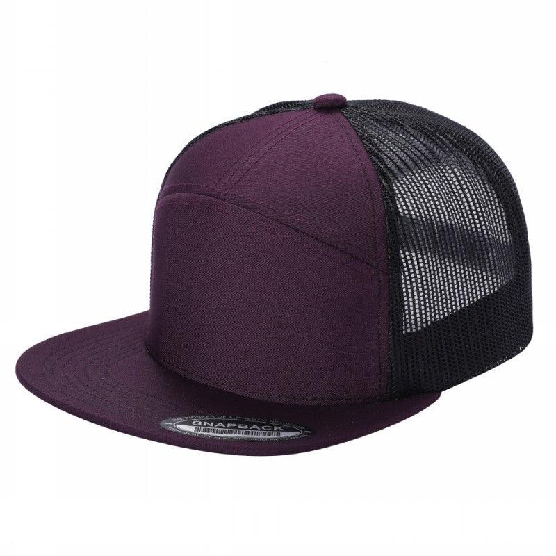 Unbranded 7-Panel Trucker Flat Bill Hat, Blank 7 Panel Mesh Back Cap
