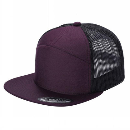 Unbranded 7-Panel Trucker Flat Bill Hat, Blank 7 Panel Mesh Back Cap