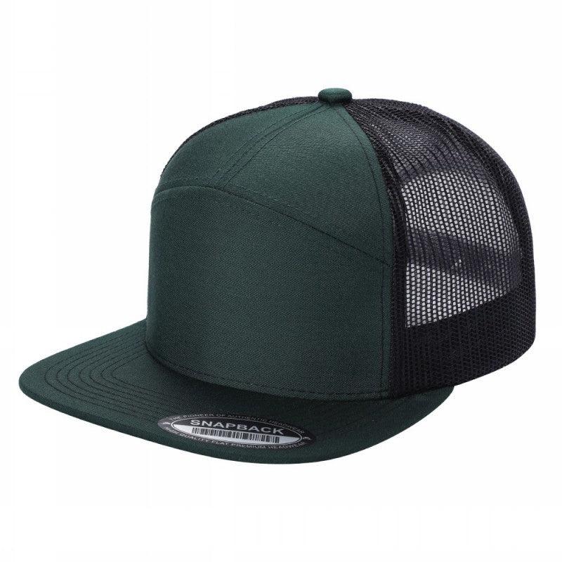 Unbranded 7-Panel Trucker Flat Bill Hat, Blank 7 Panel Mesh Back Cap