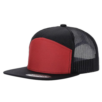Unbranded 7-Panel Trucker Flat Bill Hat, Blank 7 Panel Mesh Back Cap