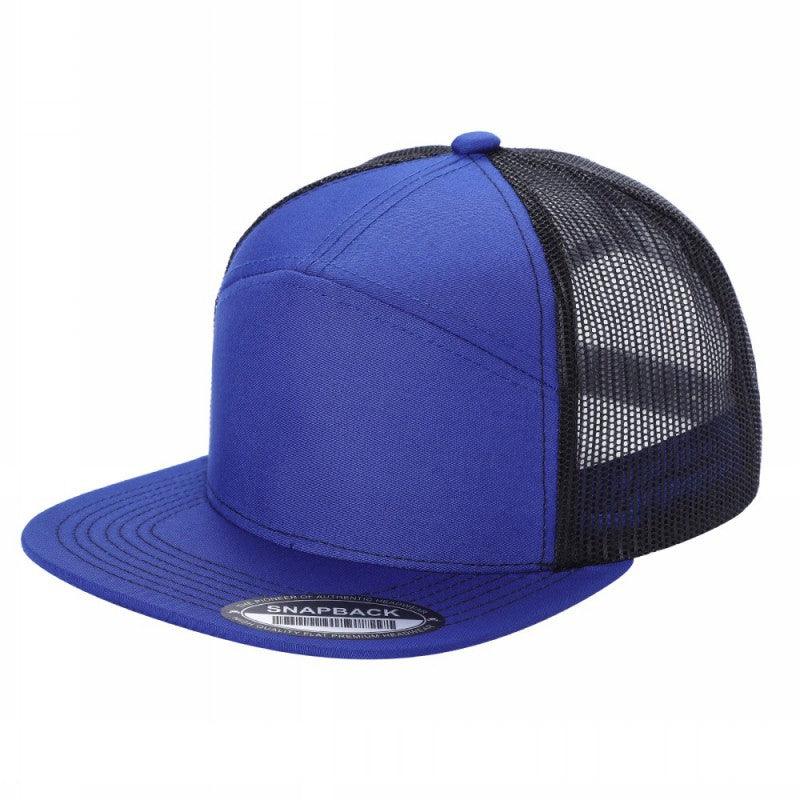 Unbranded 7-Panel Trucker Flat Bill Hat, Blank 7 Panel Mesh Back Cap