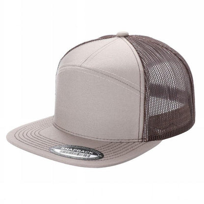 Unbranded 7-Panel Trucker Flat Bill Hat, Blank 7 Panel Mesh Back Cap