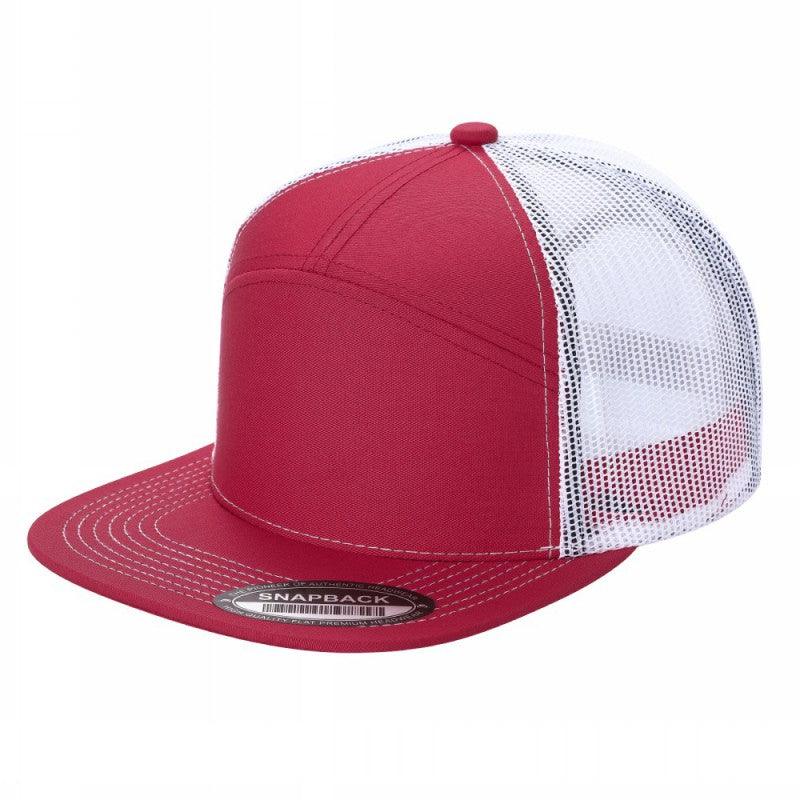 Unbranded 7-Panel Trucker Flat Bill Hat, Blank 7 Panel Mesh Back Cap